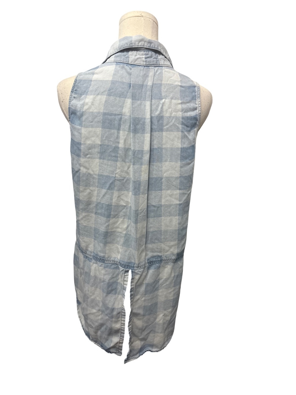 Tencel Light Blue Buffalo Check Tunic Shirt - size M